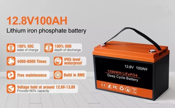 batterie profonde à énergie solaire de cycle de la batterie d'accumulateurs 12kg UN38.3 100AH 12V LiFePO4