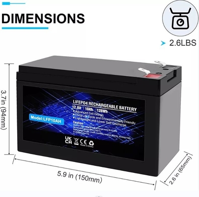batterie de phosphate de lithium de 12.8V 10Ah construite dans la batterie rechargeable LiFePO4