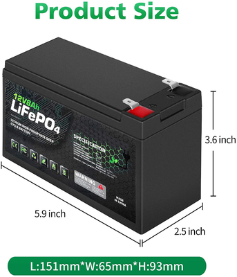 Batterie lithium-ion rechargeable 8AH 12 V à cycle profond NCM BMS