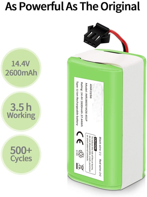 14.4V 2600mAh Remplacement Aspirateur Batterie Au Lithium Rechargeable 7.7kg