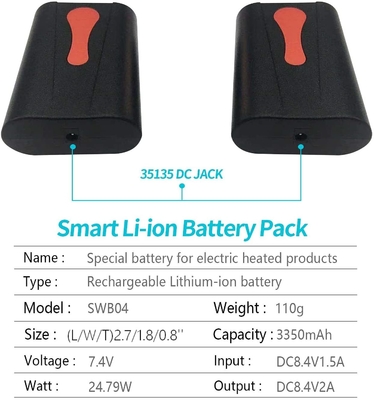 Appareil de chauffage alimenté par batterie au lithium 3,7 V Batterie de veste chauffée 7,7 kg 7,4 V