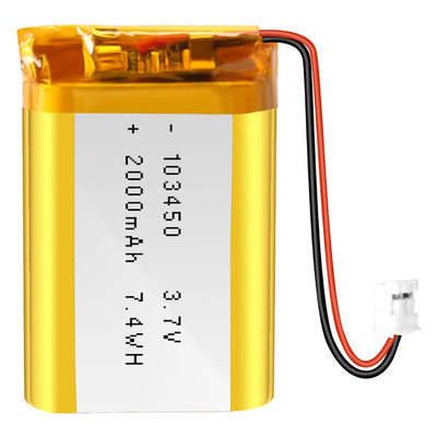 Batterie rechargeable d'ion de Li de NCM 3.7v 2000mah/connecteur JST de batterie d'ion de lithium