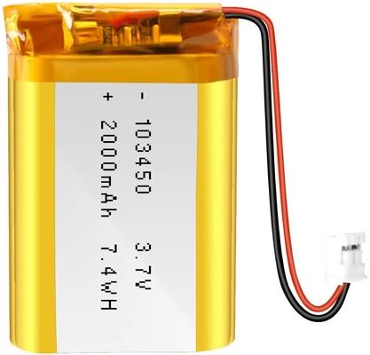 Batterie rechargeable d'ion de Li de NCM 3.7v 2000mah/connecteur JST de batterie d'ion de lithium